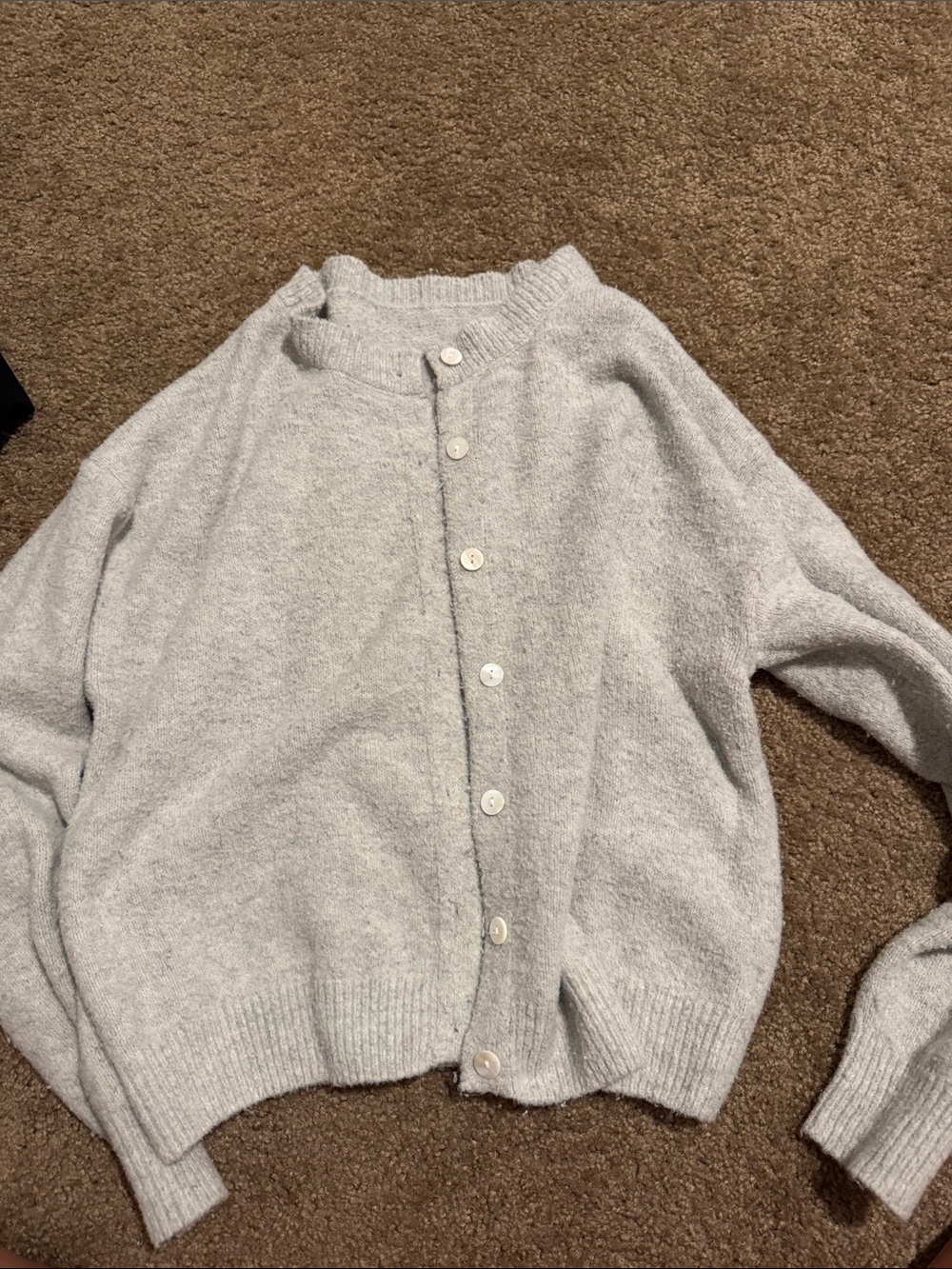 Light Gray Women's Button-Up Sweater Cardigan
